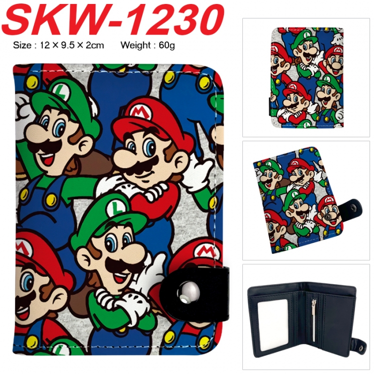 Super Mario Anime vertical button folding wallet 12X9.5X2CM 60g  SKW-1230