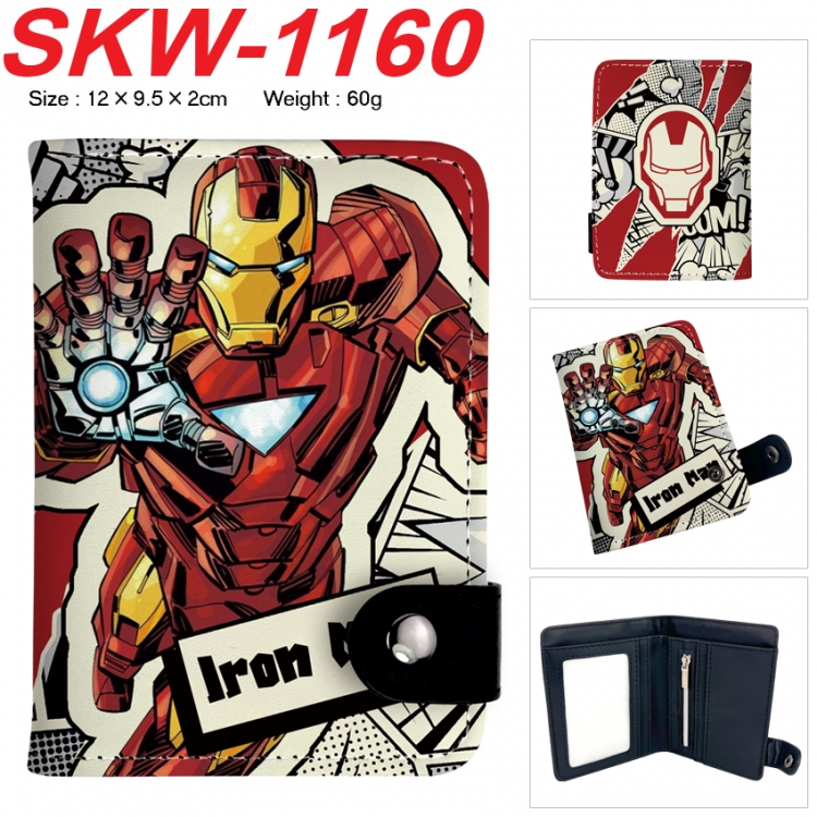 Superheroes Anime vertical button folding wallet 12X9.5X2CM 60g  SKW-1160