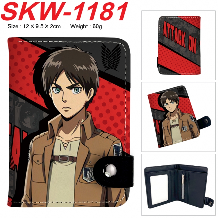 Shingeki no Kyojin Anime vertical button folding wallet 12X9.5X2CM 60g