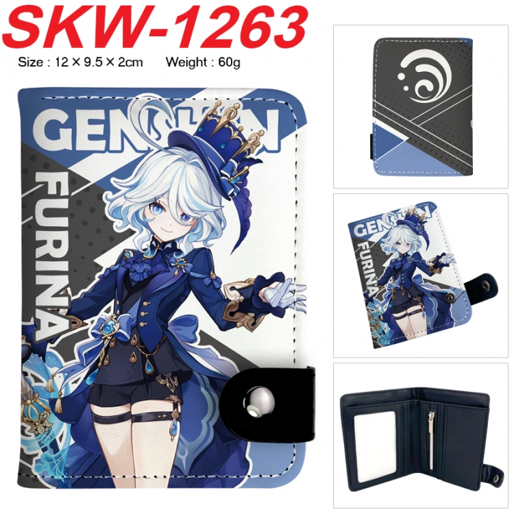 Genshin Impact Anime vertical button folding wallet 12X9.5X2CM 60g