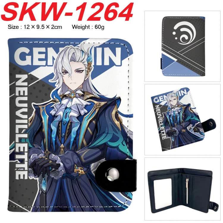 Genshin Impact Anime vertical button folding wallet 12X9.5X2CM 60g