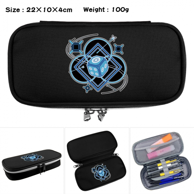 Genshin Impact Anime Waterproof canvas zipper clamshell pencil case pencil case 22x10x4cm