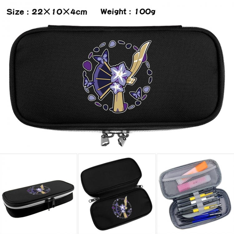 Genshin Impact Anime Waterproof canvas zipper clamshell pencil case pencil case 22x10x4cm