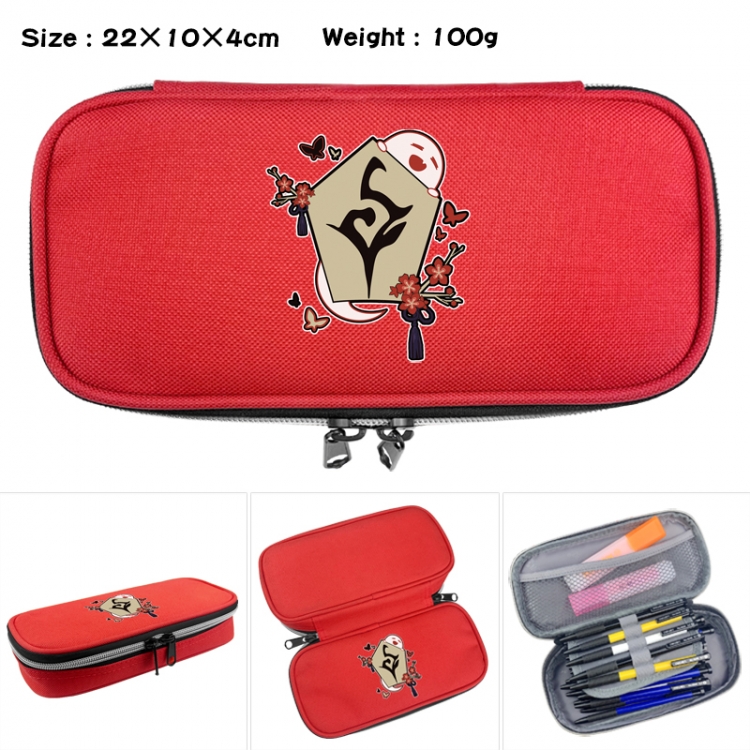 Genshin Impact Anime Waterproof canvas zipper clamshell pencil case pencil case 22x10x4cm