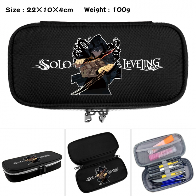 Solo Leveling:Arise Anime Waterproof canvas zipper clamshell pencil case pencil case 22x10x4cm