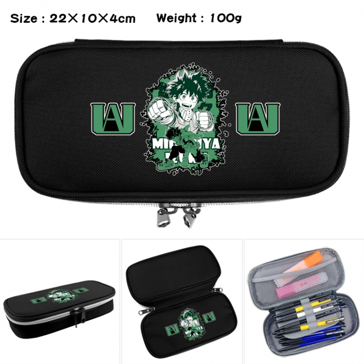 My Hero Academia Anime Waterproof canvas zipper clamshell pencil case pencil case 22x10x4cm