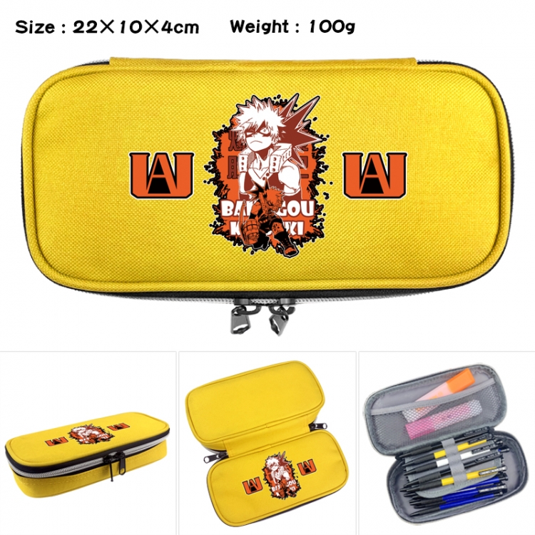 My Hero Academia Anime Waterproof canvas zipper clamshell pencil case pencil case 22x10x4cm