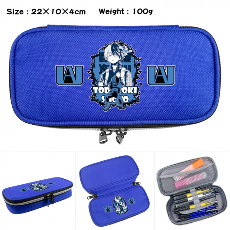 My Hero Academia Anime Waterproof canvas zipper clamshell pencil case pencil case 22x10x4cm