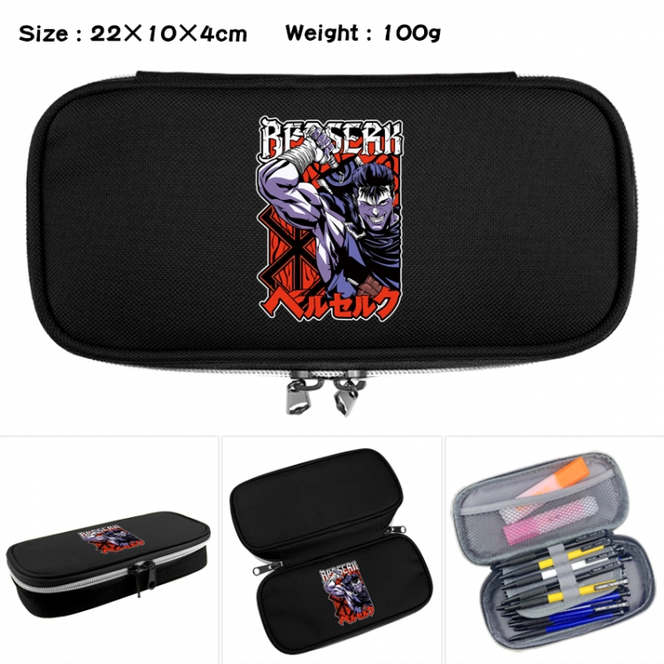 Berserk Anime Waterproof canvas zipper clamshell pencil case pencil case 22x10x4cm