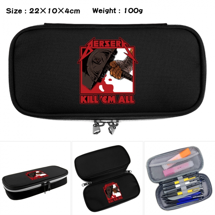 Berserk Anime Waterproof canvas zipper clamshell pencil case pencil case 22x10x4cm