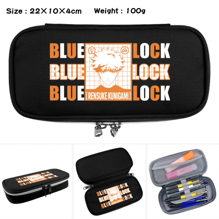 BLUE LOCK Anime Waterproof canvas zipper clamshell pencil case pencil case 22x10x4cm