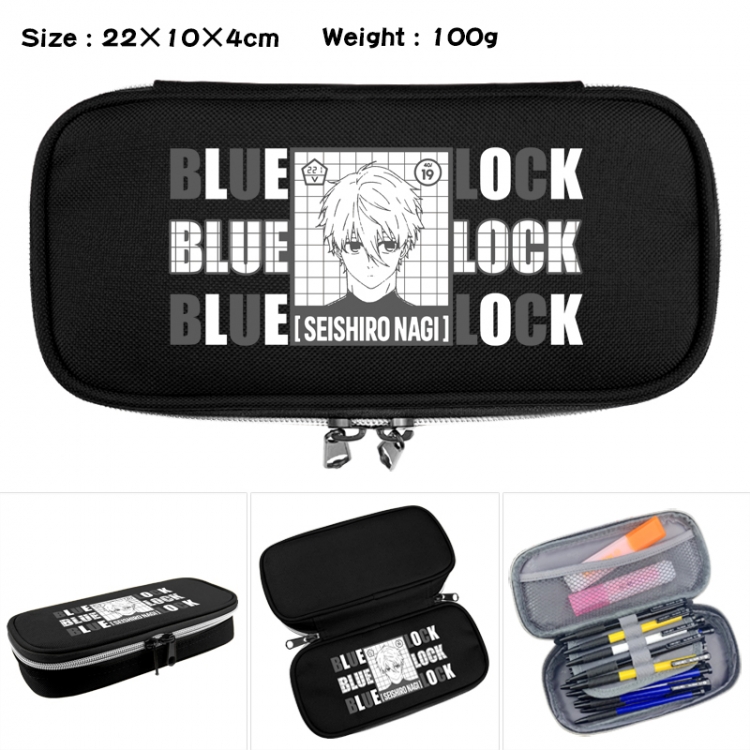 BLUE LOCK Anime Waterproof canvas zipper clamshell pencil case pencil case 22x10x4cm