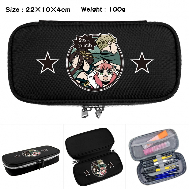 SPY×FAMILY Anime Waterproof canvas zipper clamshell pencil case pencil case 22x10x4cm