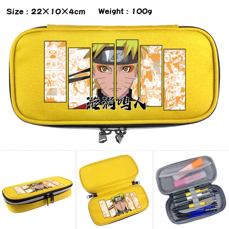 Naruto Anime Waterproof canvas zipper clamshell pencil case pencil case 22x10x4cm