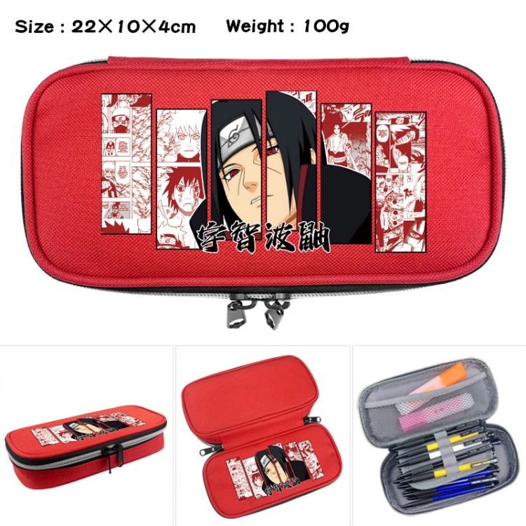 Naruto Anime Waterproof canvas zipper clamshell pencil case pencil case 22x10x4cm