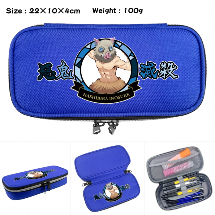 Demon Slayer Kimets Anime Waterproof canvas zipper clamshell pencil case pencil case 22x10x4cm