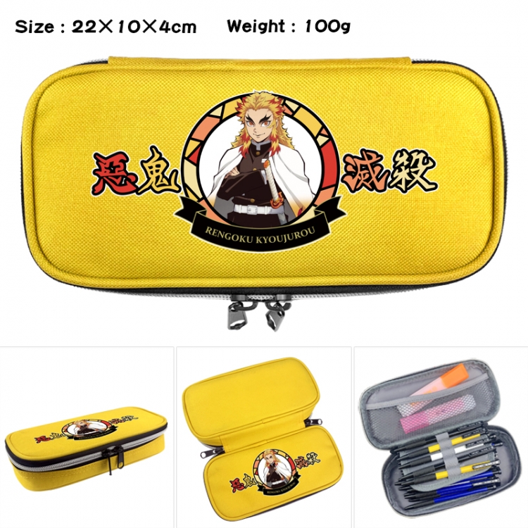 Demon Slayer Kimets Anime Waterproof canvas zipper clamshell pencil case pencil case 22x10x4cm