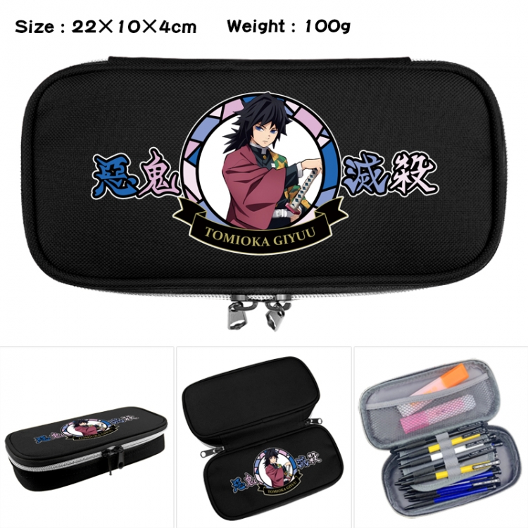 Demon Slayer Kimets Anime Waterproof canvas zipper clamshell pencil case pencil case 22x10x4cm