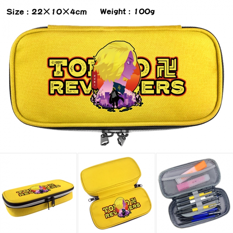 Tokyo Revengers Anime Waterproof canvas zipper clamshell pencil case pencil case 22x10x4cm