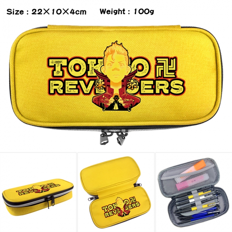 Tokyo Revengers Anime Waterproof canvas zipper clamshell pencil case pencil case 22x10x4cm