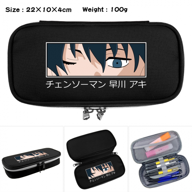 Chainsawman Anime Waterproof canvas zipper clamshell pencil case pencil case 22x10x4cm