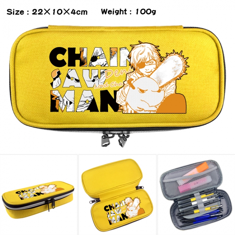 Chainsawman Anime Waterproof canvas zipper clamshell pencil case pencil case 22x10x4cm