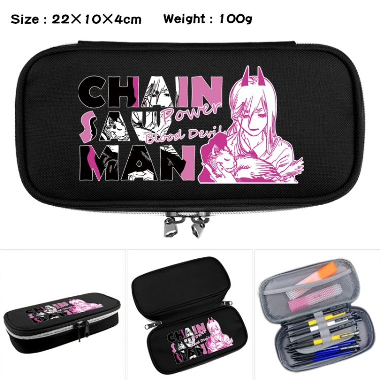 Chainsawman Anime Waterproof canvas zipper clamshell pencil case pencil case 22x10x4cm