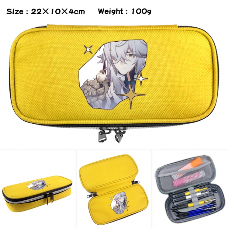 Honkai: Star Rail Anime Waterproof canvas zipper clamshell pencil case pencil case 22x10x4cm