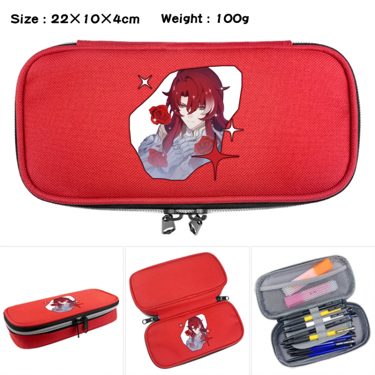 Honkai: Star Rail Anime Waterproof canvas zipper clamshell pencil case pencil case 22x10x4cm