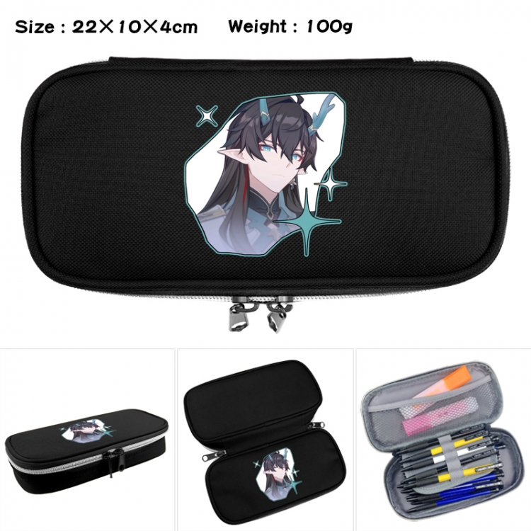 Honkai: Star Rail Anime Waterproof canvas zipper clamshell pencil case pencil case 22x10x4cm