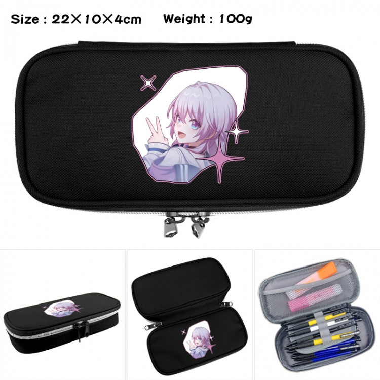 Honkai: Star Rail Anime Waterproof canvas zipper clamshell pencil case pencil case 22x10x4cm