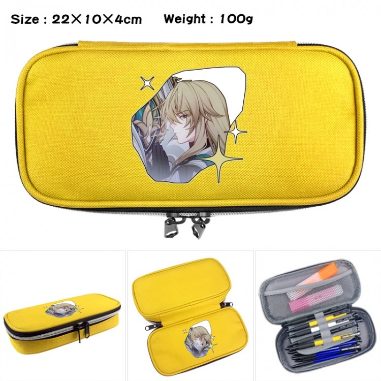 Honkai: Star Rail Anime Waterproof canvas zipper clamshell pencil case pencil case 22x10x4cm