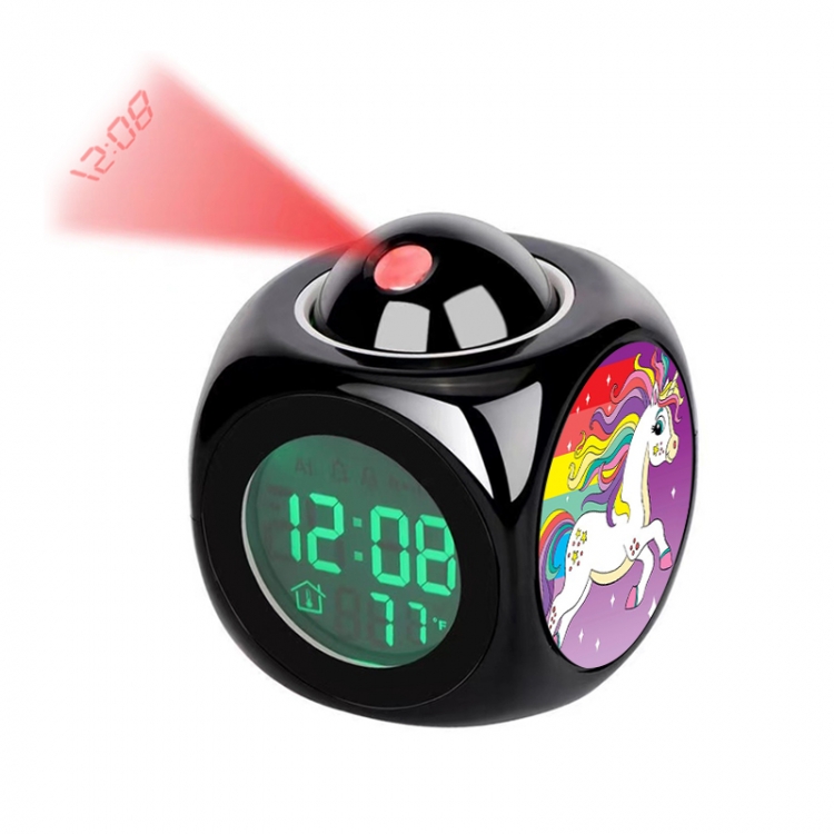 Unicorn Anime projection alarm clock electronic clock 8x8x10cm