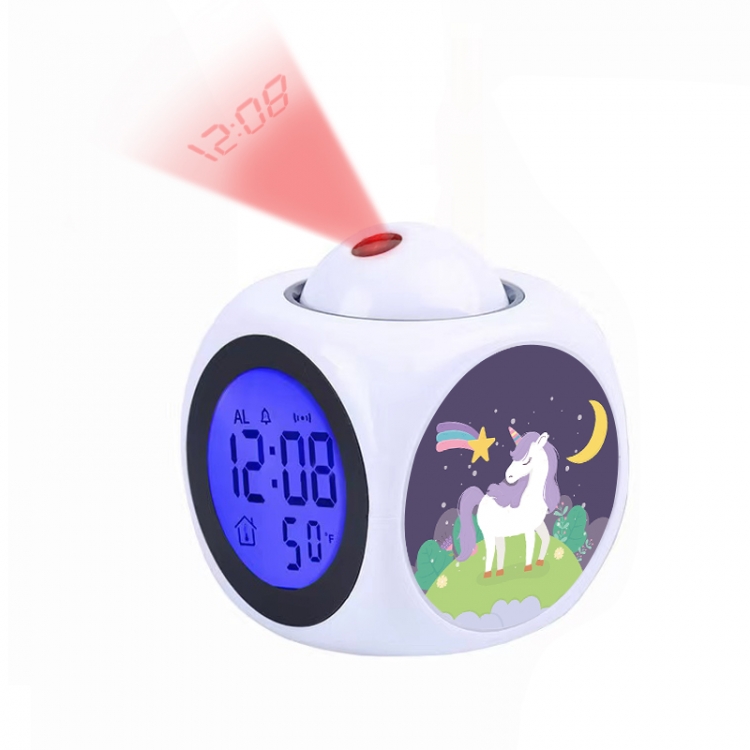 Unicorn Anime projection alarm clock electronic clock 8x8x10cm