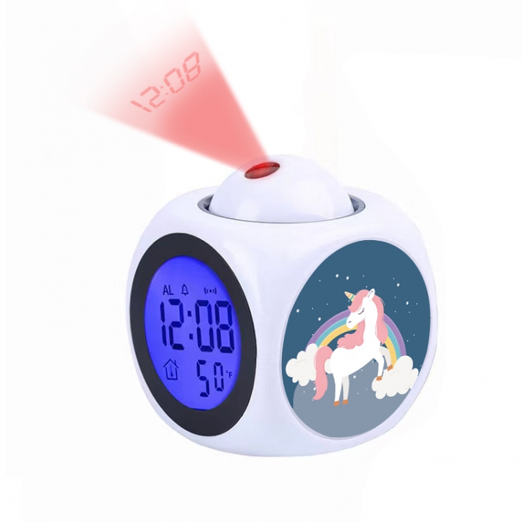 Unicorn Anime projection alarm clock electronic clock 8x8x10cm
