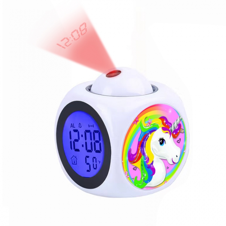 Unicorn Anime projection alarm clock electronic clock 8x8x10cm