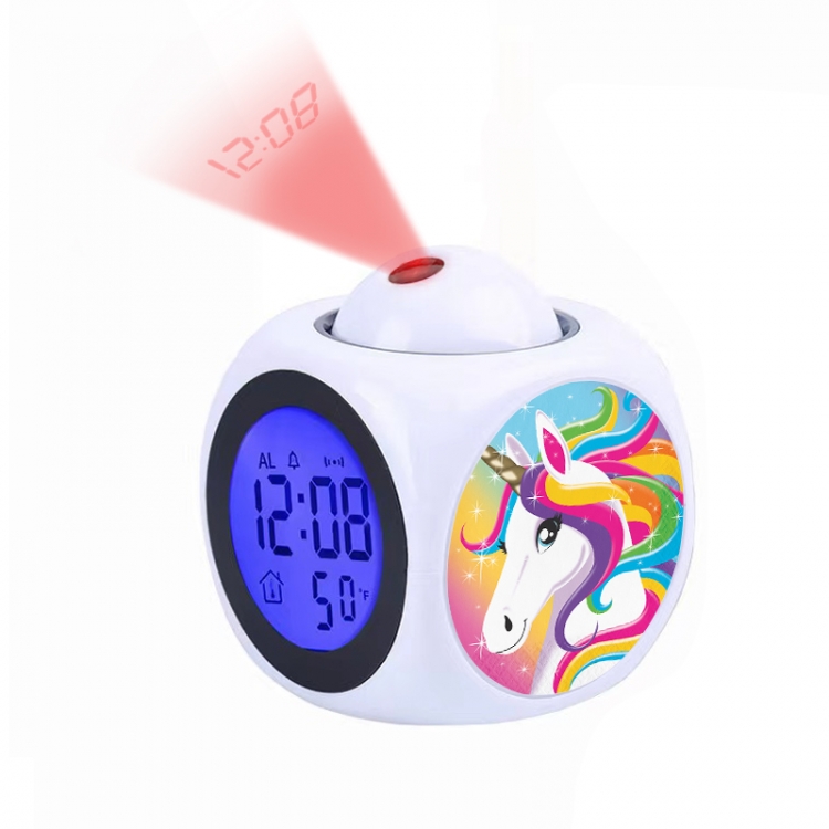 Unicorn Anime projection alarm clock electronic clock 8x8x10cm