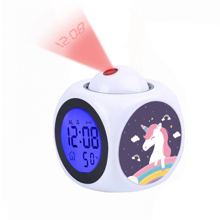 Unicorn Anime projection alarm clock electronic clock 8x8x10cm