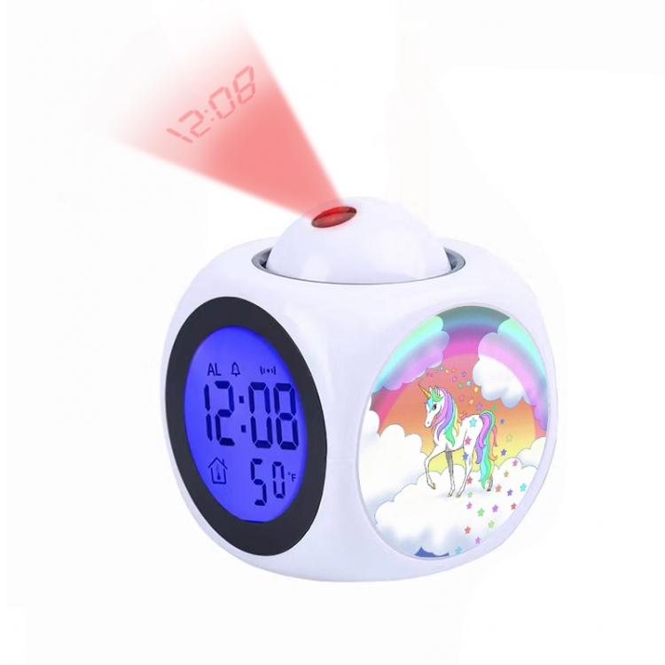 Unicorn Anime projection alarm clock electronic clock 8x8x10cm