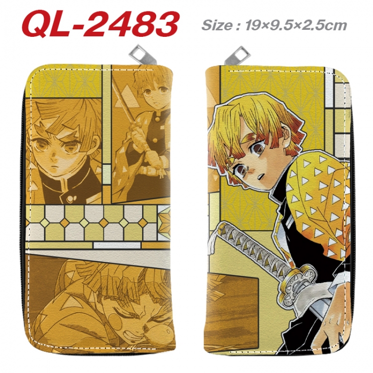 Demon Slayer Kimets Anime peripheral PU leather full-color long zippered wallet 19.5x9.5x2.5cm