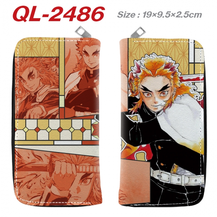 Demon Slayer Kimets Anime peripheral PU leather full-color long zippered wallet 19.5x9.5x2.5cm