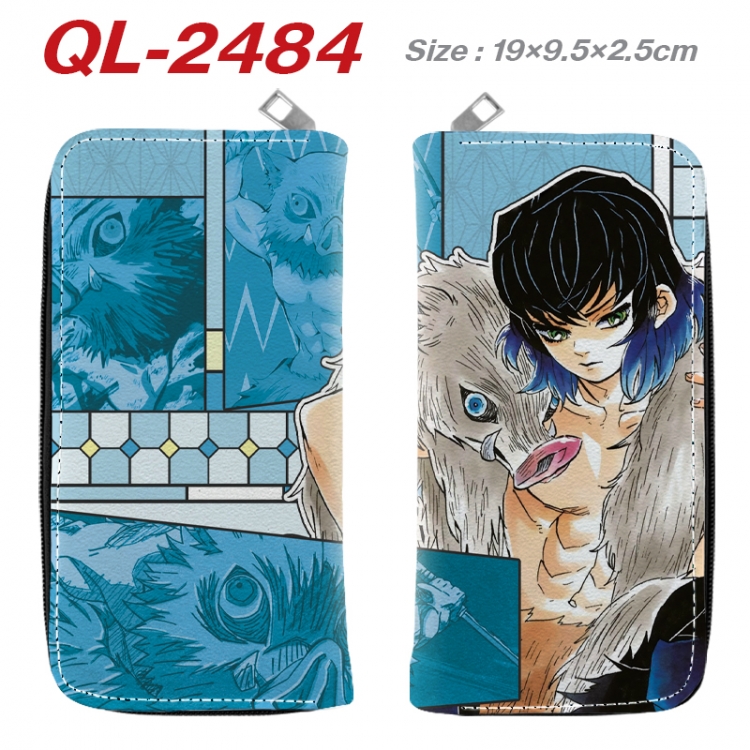 Demon Slayer Kimets Anime peripheral PU leather full-color long zippered wallet 19.5x9.5x2.5cm