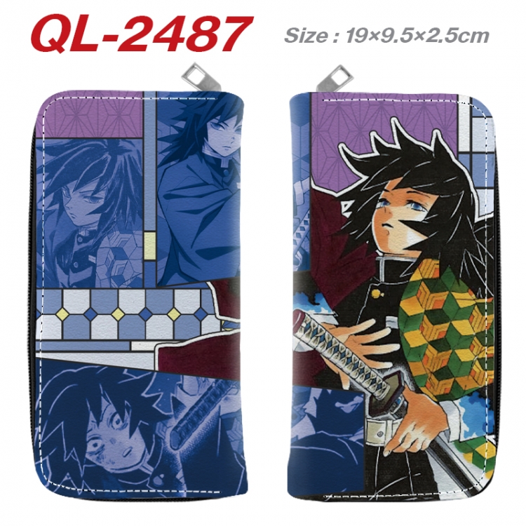 Demon Slayer Kimets Anime peripheral PU leather full-color long zippered wallet 19.5x9.5x2.5cm