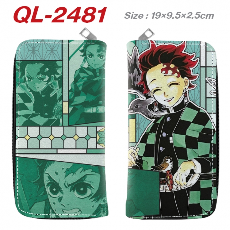 Demon Slayer Kimets Anime peripheral PU leather full-color long zippered wallet 19.5x9.5x2.5cm