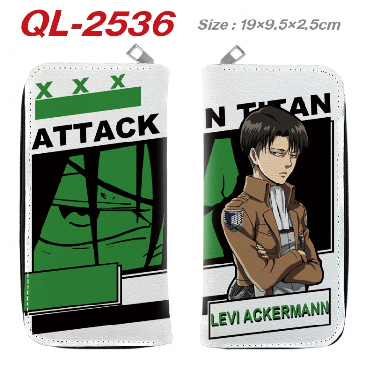 Shingeki no Kyojin Anime peripheral PU leather full-color long zippered wallet 19.5x9.5x2.5cm