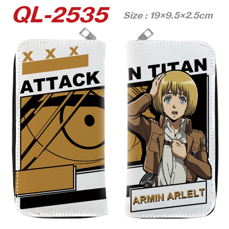 Shingeki no Kyojin Anime peripheral PU leather full-color long zippered wallet 19.5x9.5x2.5cm