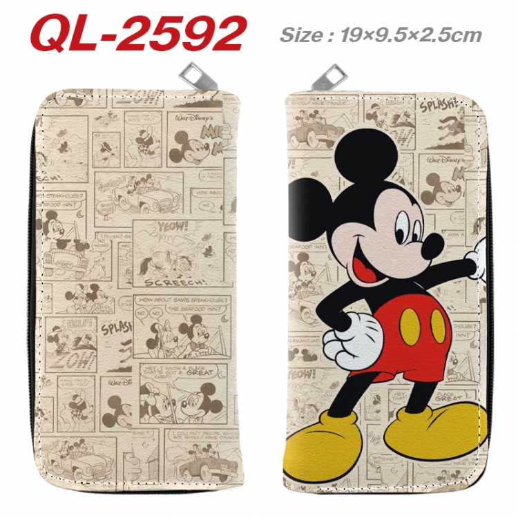 Mickey and Donald Anime peripheral PU leather full-color long zippered wallet 19.5x9.5x2.5cm