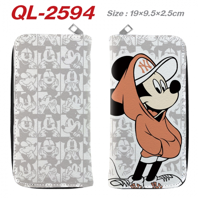 Mickey and Donald Anime peripheral PU leather full-color long zippered wallet 19.5x9.5x2.5cm