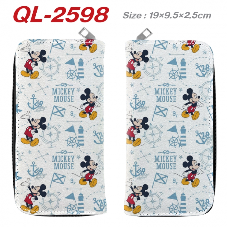 Mickey and Donald Anime peripheral PU leather full-color long zippered wallet 19.5x9.5x2.5cm