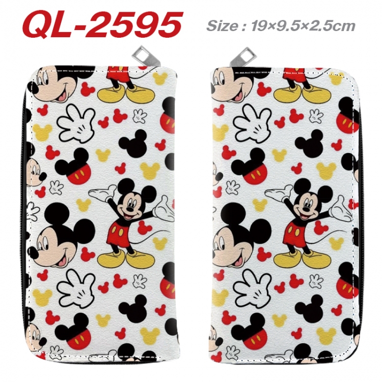 Mickey and Donald Anime peripheral PU leather full-color long zippered wallet 19.5x9.5x2.5cm